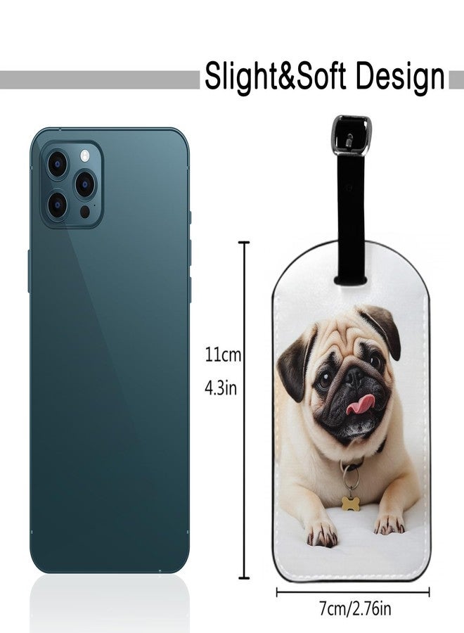 Zoczos Pug Dog Luggage Tag Face Happy Puppy Cute Pet Animal Suitcase Tag with Strap for Handbag School Bag Label ID, 1 Pack - Image 2